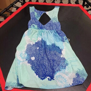 Roxy High Low peephole back coral reef summer dress xs box #2